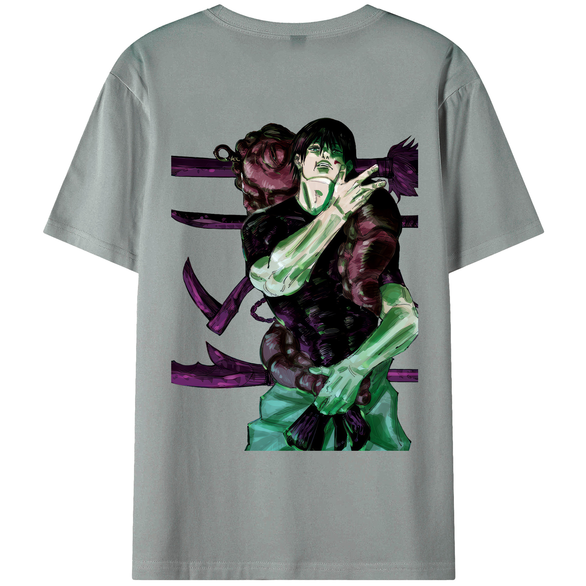 （画像用） 呪術廻戦 Jujutsu Kaisen 綿100％ メンズ半袖Tシャツ（バックプリント） 通気性